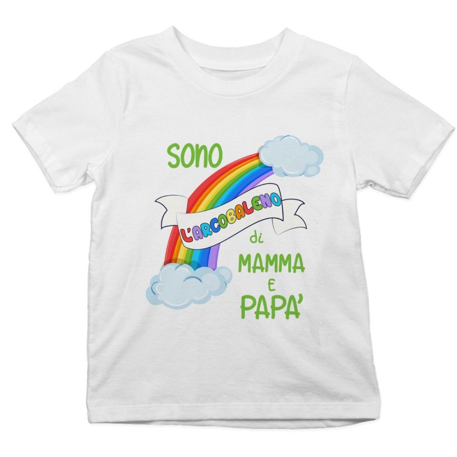 T-shirt bambino sono l'arcobaleno di mamma e papà Per la famiglia