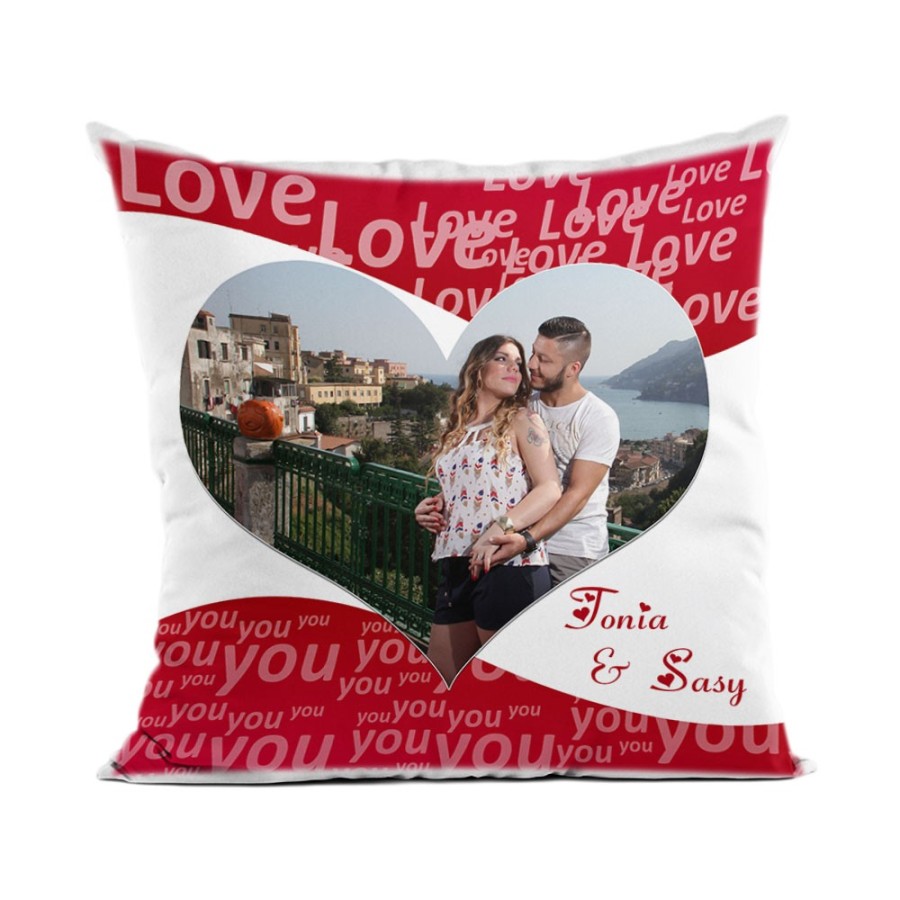 Cuscino personalizzato con foto e nomi texture love Love