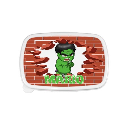 Porta pranzo e merenda personalizzato con nome baby hulk