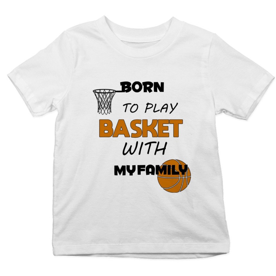T-shirt bambino born to play basket with my family Per la famiglia