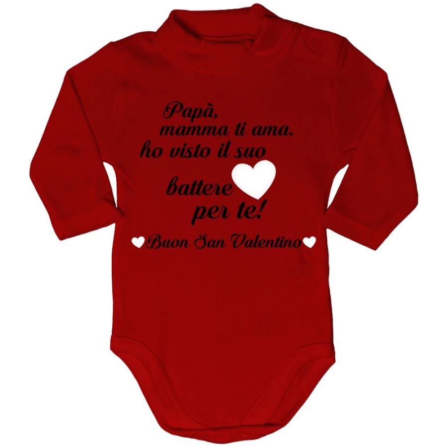 Body lupetto neonato papà mamma ti ama ho visto il suo cuore battere per te buon san valentino Love