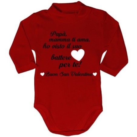 Body lupetto neonato papà mamma ti ama ho visto il suo cuore battere per te buon san valentino Love