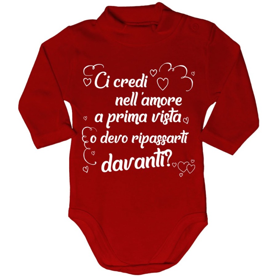 Body lupetto neonato ci credi nell'amore a prima vista o devo ripassarti davanti Love