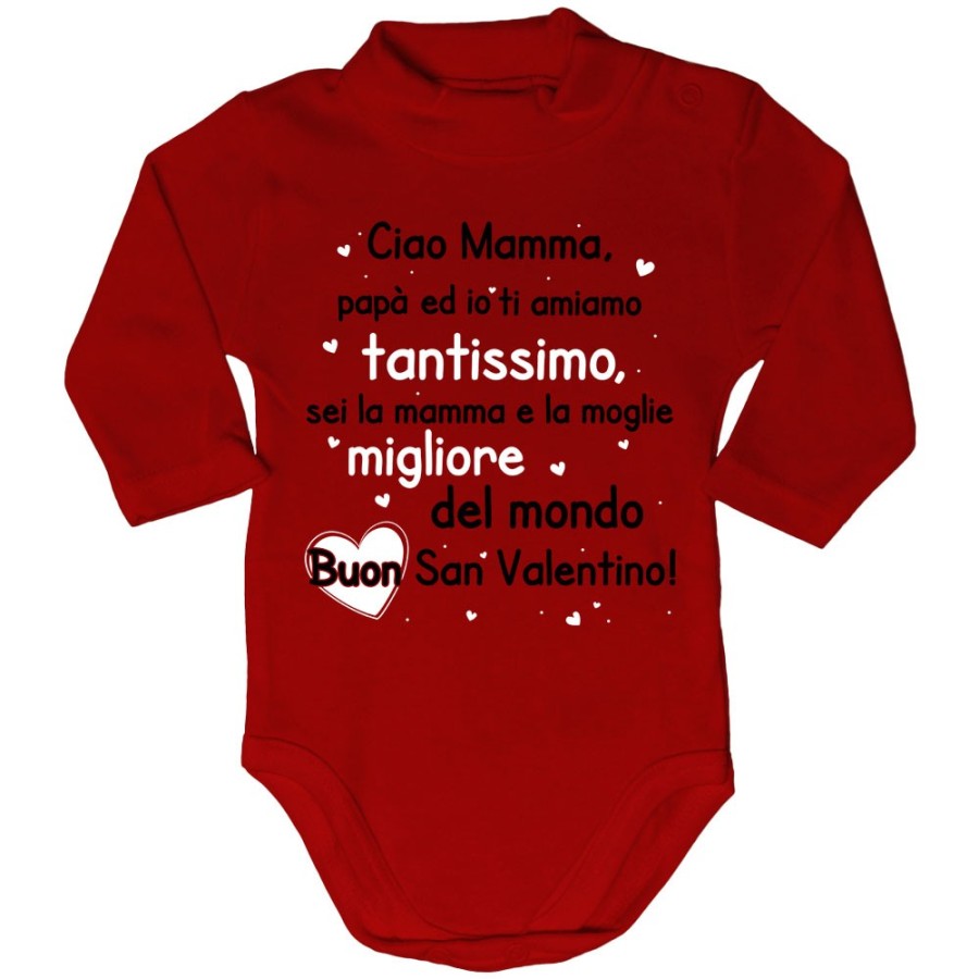 Body lupetto neonato papà mamma ed io ti amiamo tantissimo buon san valentino Love