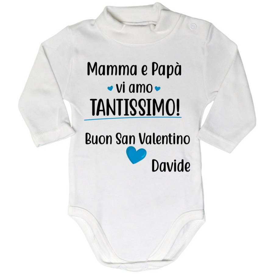Body lupetto neonato personalizzato con nome mamma e papà vi amo tantissimo buon san valentino Love