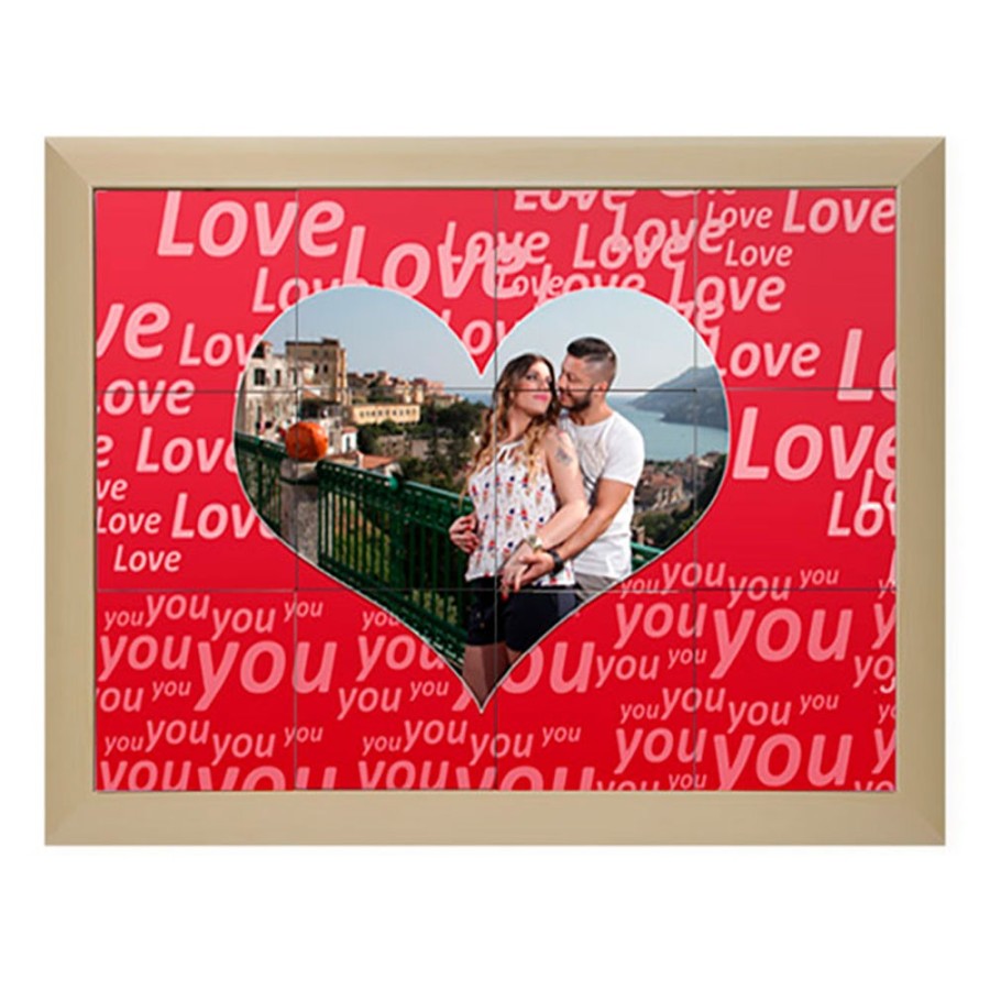 Mosaico di piastrelle con cornice personalizzato con foto texture love Love