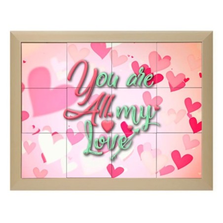 Mosaico di piastrelle con cornice personalizzabile con nome you are all my love Love