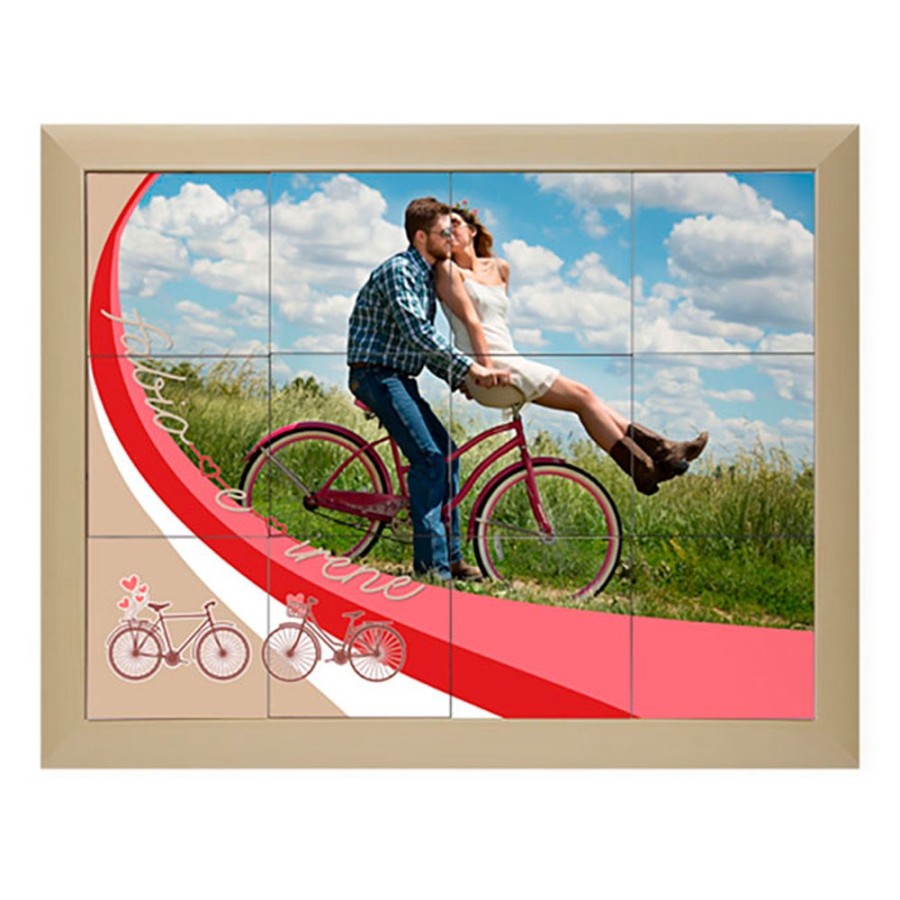 Mosaico di piastrelle con cornice personalizzato con foto e nomi viaggiare insieme Love
