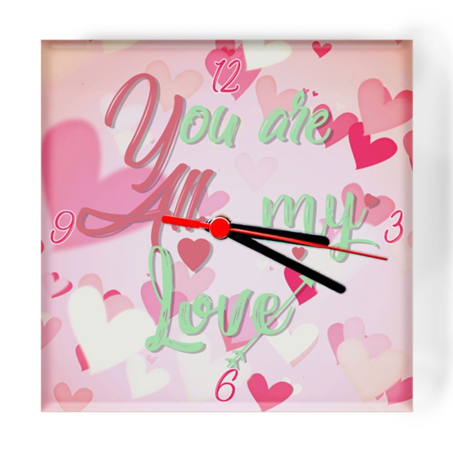 Orologio da parete in vetro personalizzabile con nome you are all my love Love