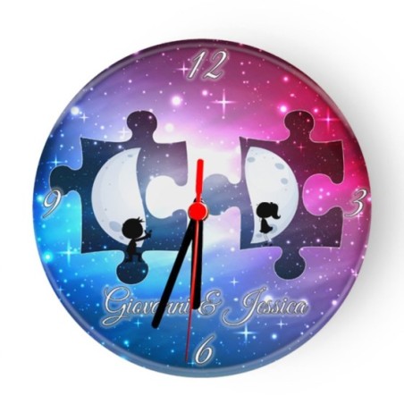 Orologio da parete in vetro personalizzato con nomi half...