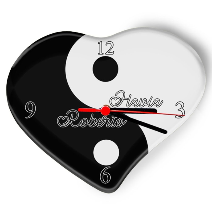 Orologio da parete personalizzato con nomi yin e yang angel e devil Love