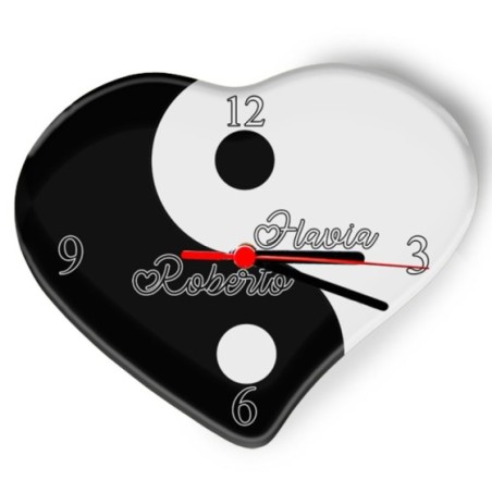Orologio da parete personalizzato con nomi yin e yang angel e devil Love