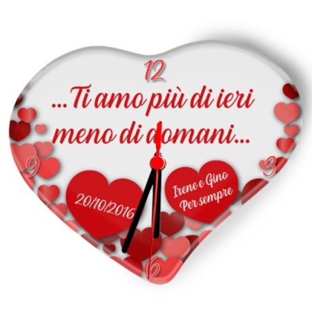 Orologio da parete in vetro personalizzato con nomi e...