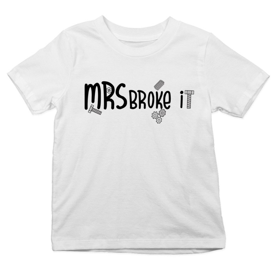 T-shirt bambino mr mrs broke it Per la famiglia