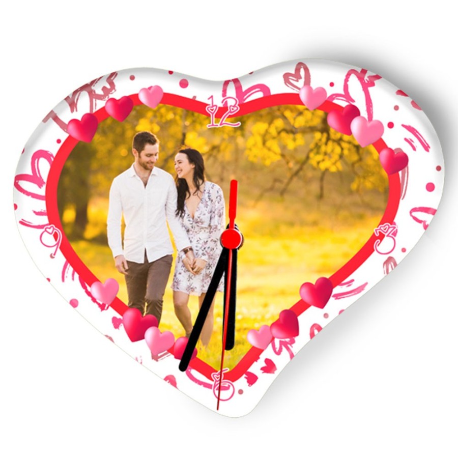 Orologio da parete in vetro personalizzato con foto cornice love Love