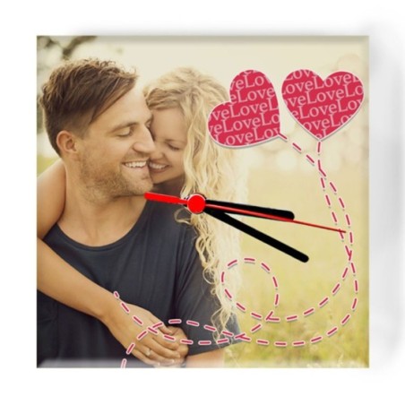 Orologio da parete in vetro personalizzato con foto love...