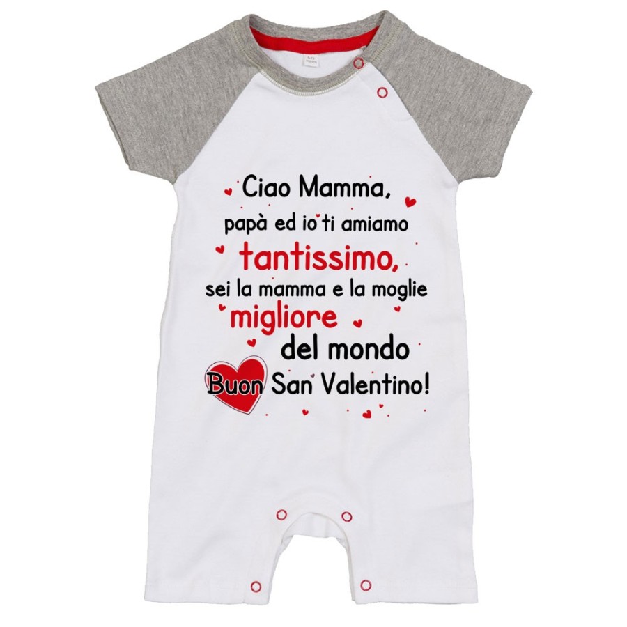 Pagliaccetto neonato papà mamma ed io ti amiamo tantissimo buon san valentino Love