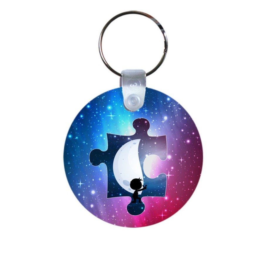 Portachiavi personalizzabile con nome puzzle uomo su mezza luna Love