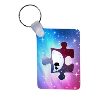 Portachiavi personalizzabile con nome puzzle donna su mezza luna Love