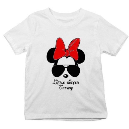 T-shirt bambina personalizzato con nome little sister minnie
