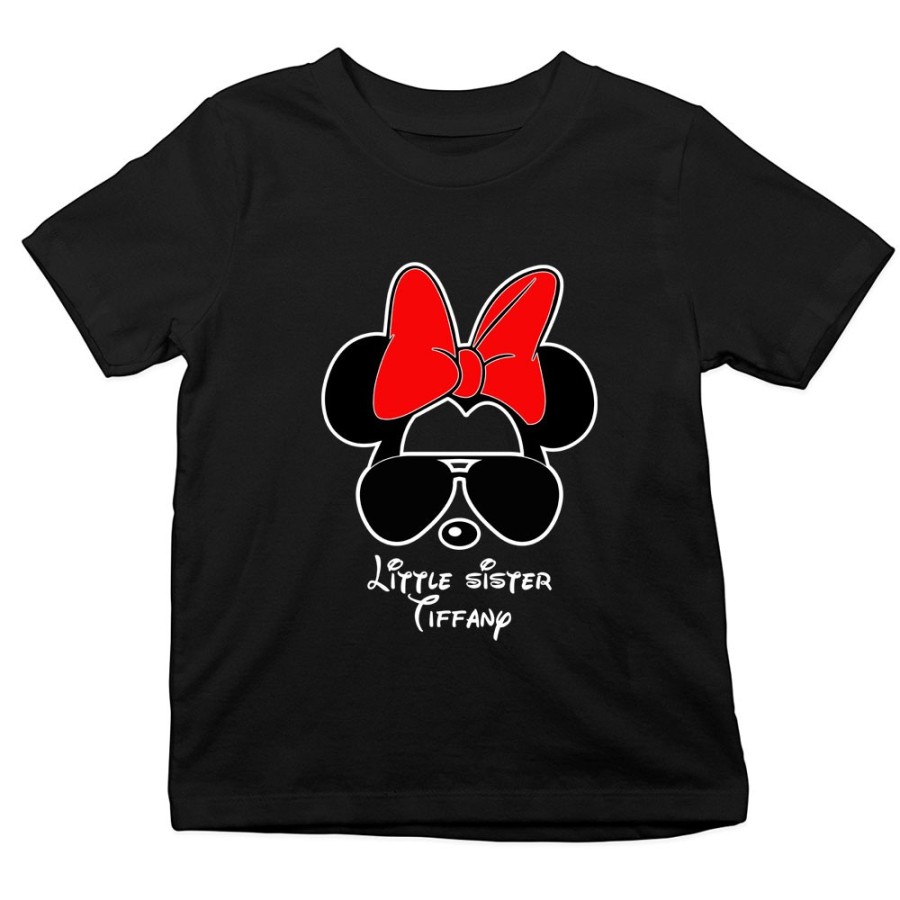 T-shirt bambina personalizzato con nome little sister minnie Per la famiglia