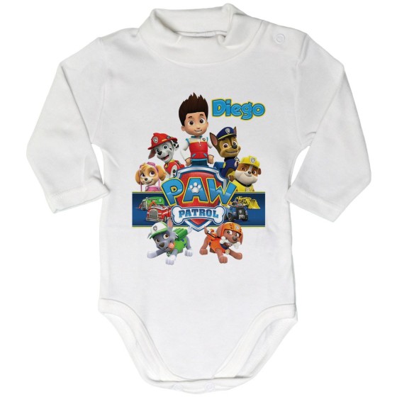 Body lupetto neonato personalizzato con nome personaggi paw patrol Cartoon