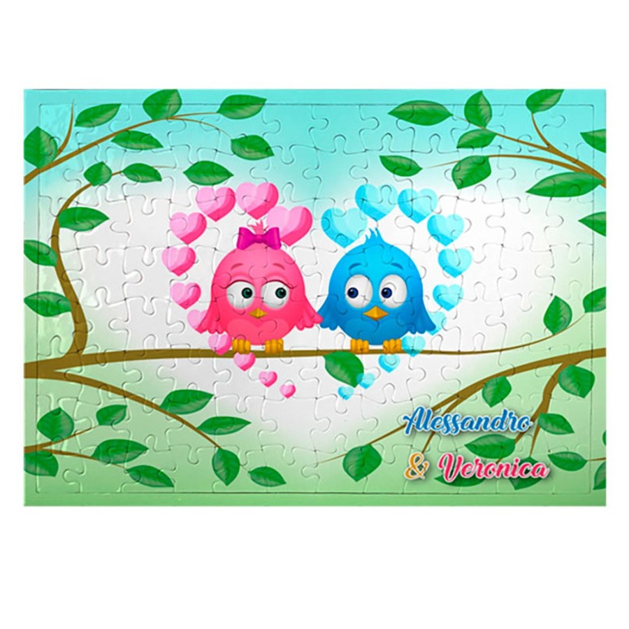 Foto puzzle personalizzabile con nomi gufetti innamorati Love