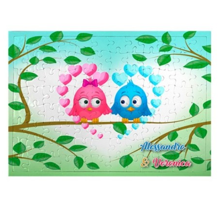 Foto puzzle personalizzabile con nomi gufetti innamorati