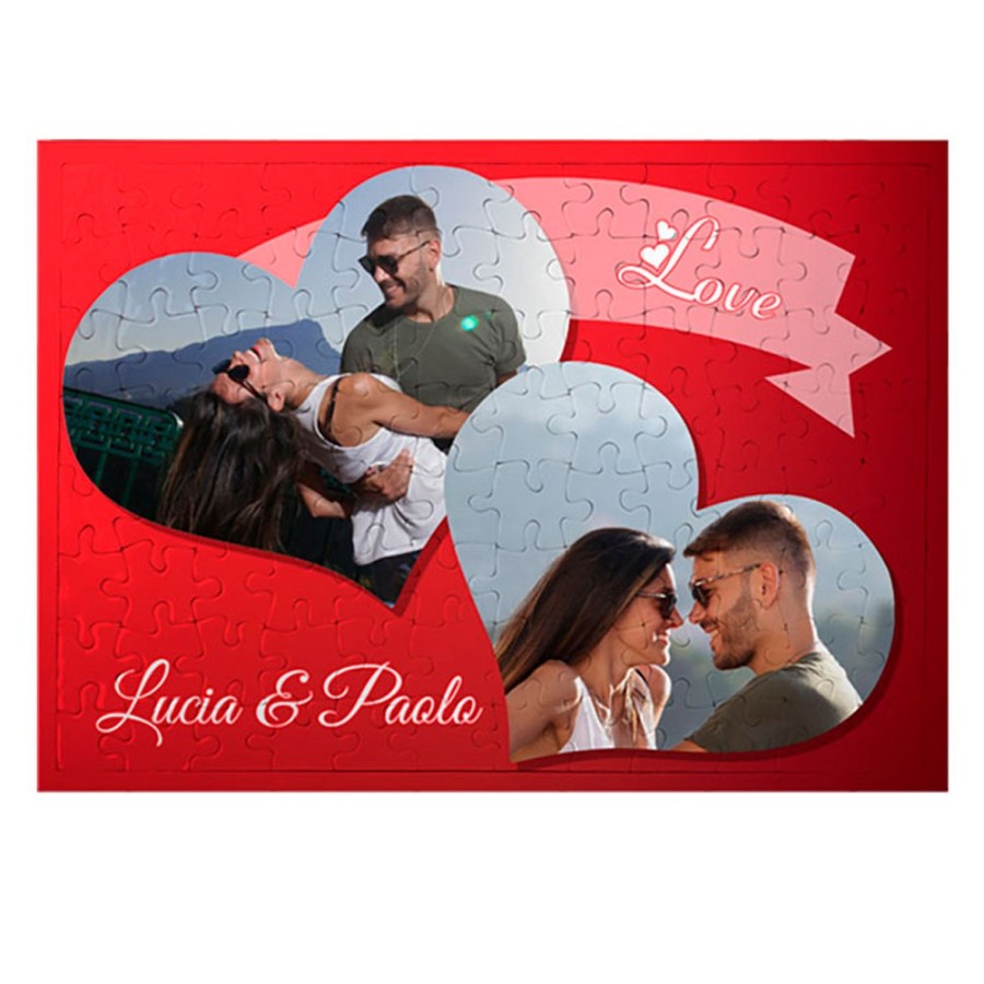 Foto puzzle personalizzato con foto e nomi love hearts Love