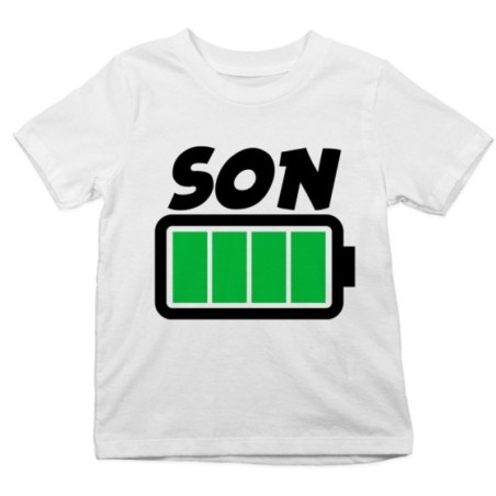 T-shirt bambino super charged son super charged daughter Per la famiglia