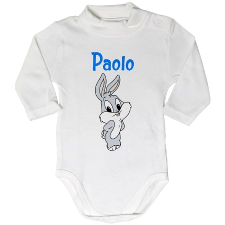 Body lupetto neonato personalizzato con nome bugs bunny -...