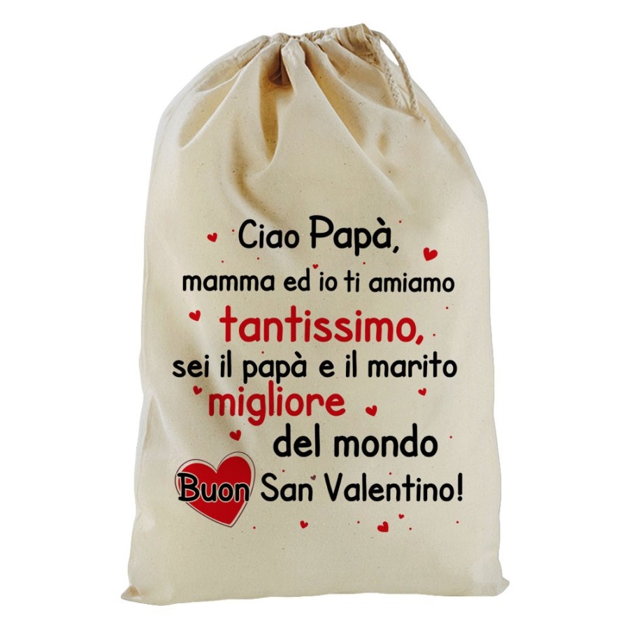 Sacchetto nascita bimbo papà mamma ed io ti amiamo tantissimo buon san valentino Love