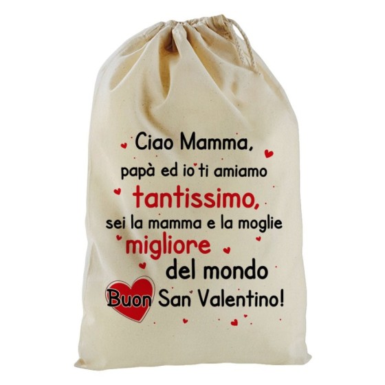 Sacchetto nascita bimbo mamma papà ed io ti amiamo tantissimo buon san valentino Love