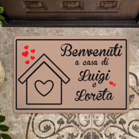 Zerbino personalizzato con nomi benvenuti a casa di Per la famiglia
