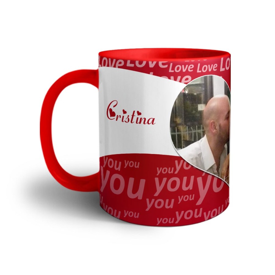 Tazza personalizzato con foto e nomi texture love Love