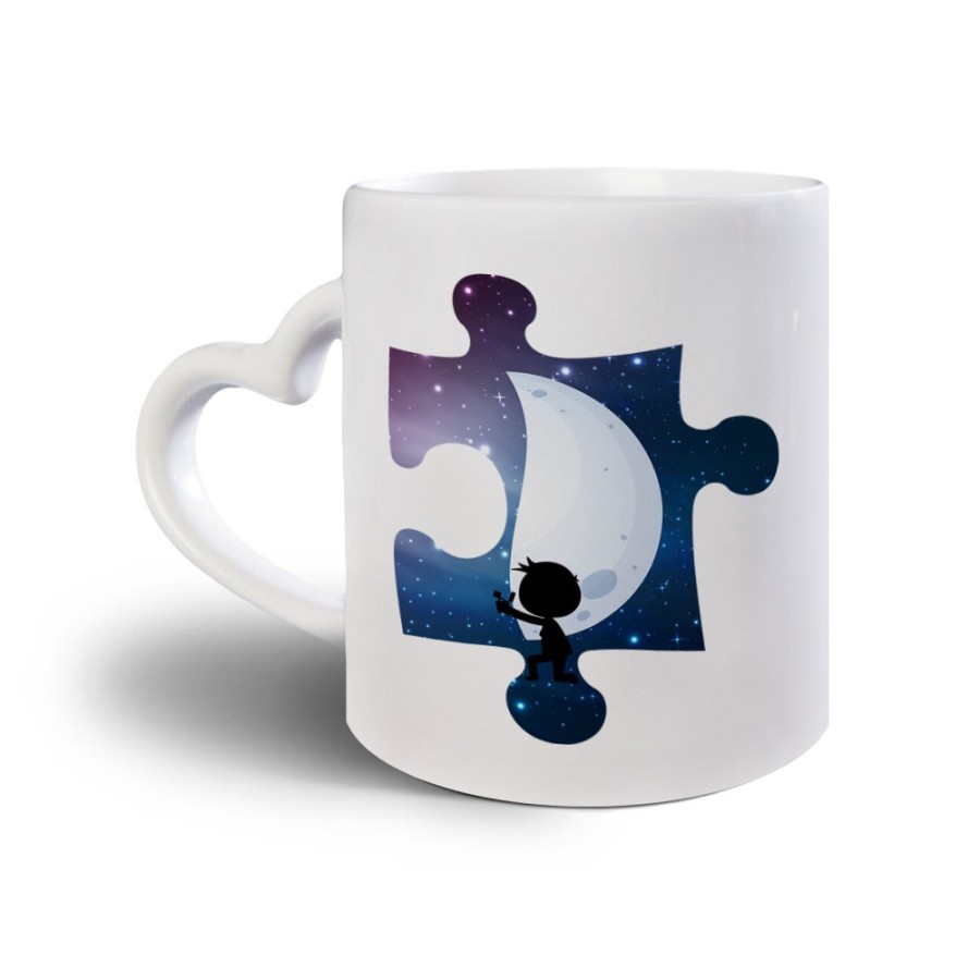 Tazza personalizzabile con nome puzzle uomo su mezza luna Love