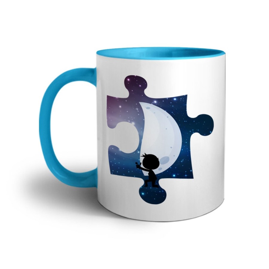 Tazza personalizzabile con nome puzzle uomo su mezza luna Love