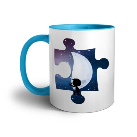 Tazza personalizzabile con nome puzzle uomo su mezza luna Love