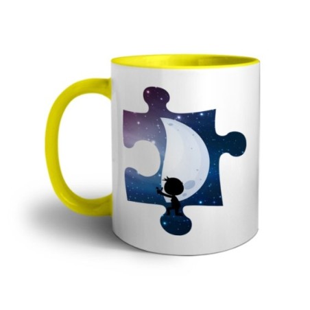 Tazza personalizzabile con nome puzzle uomo su mezza luna Love