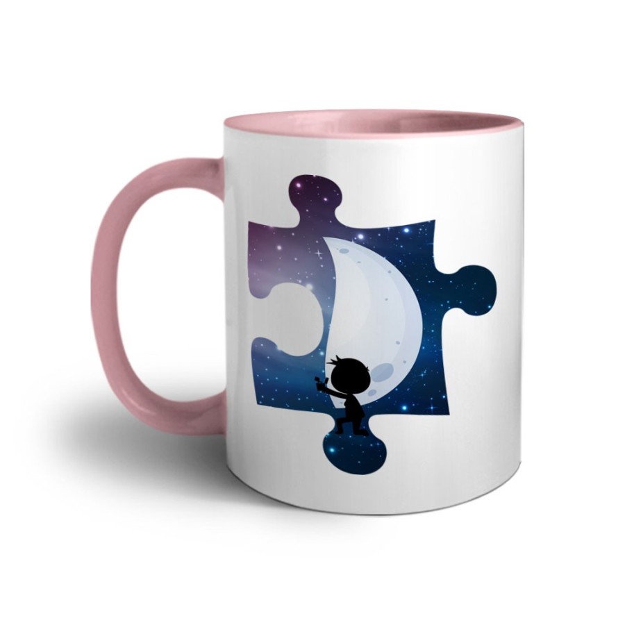 Tazza personalizzabile con nome puzzle uomo su mezza luna Love