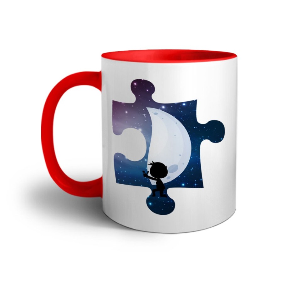 Tazza personalizzabile con nome puzzle uomo su mezza luna Love