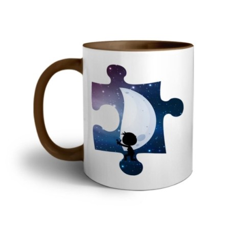 Tazza personalizzabile con nome puzzle uomo su mezza luna Love