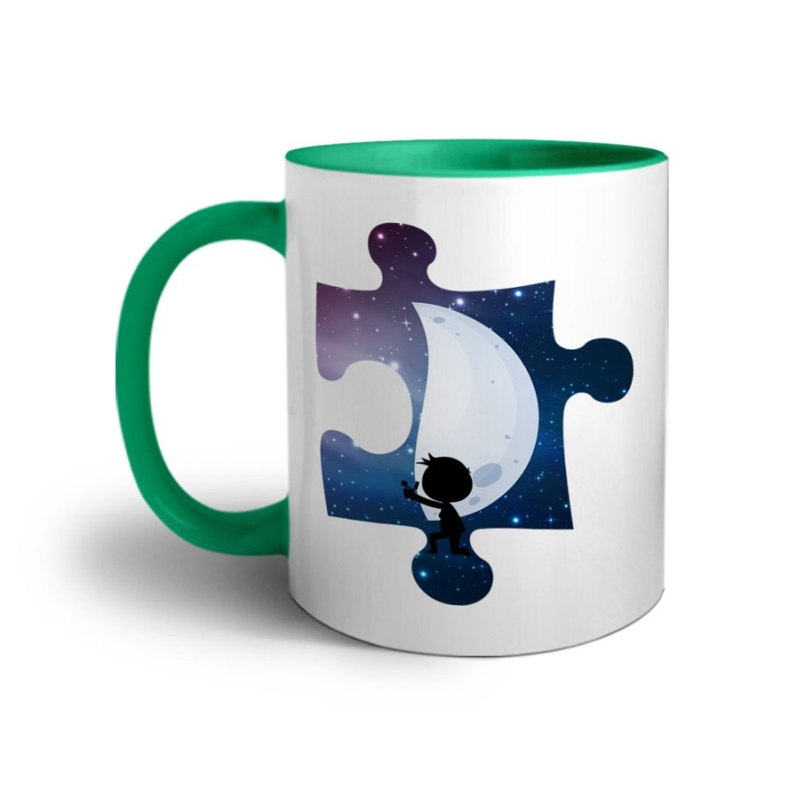 Tazza personalizzabile con nome puzzle uomo su mezza luna Love