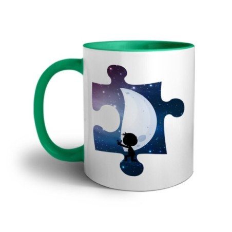 Tazza personalizzabile con nome puzzle uomo su mezza luna Love
