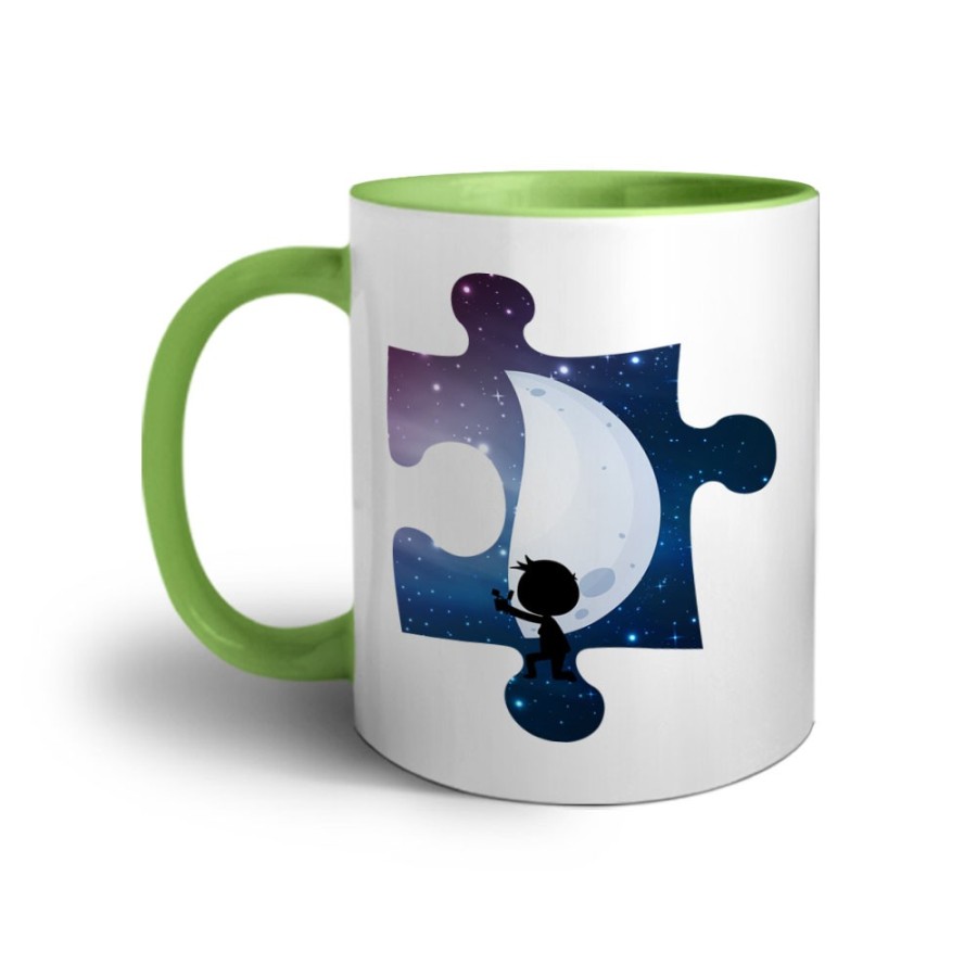 Tazza personalizzabile con nome puzzle uomo su mezza luna Love