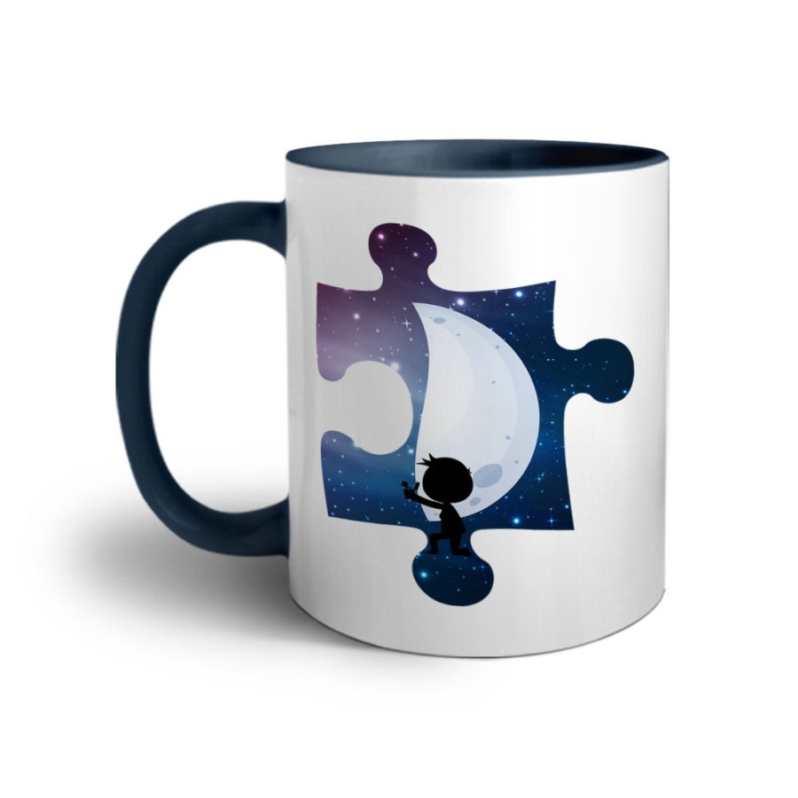 Tazza personalizzabile con nome puzzle uomo su mezza luna Love
