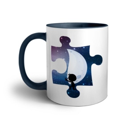 Tazza personalizzabile con nome puzzle uomo su mezza luna Love