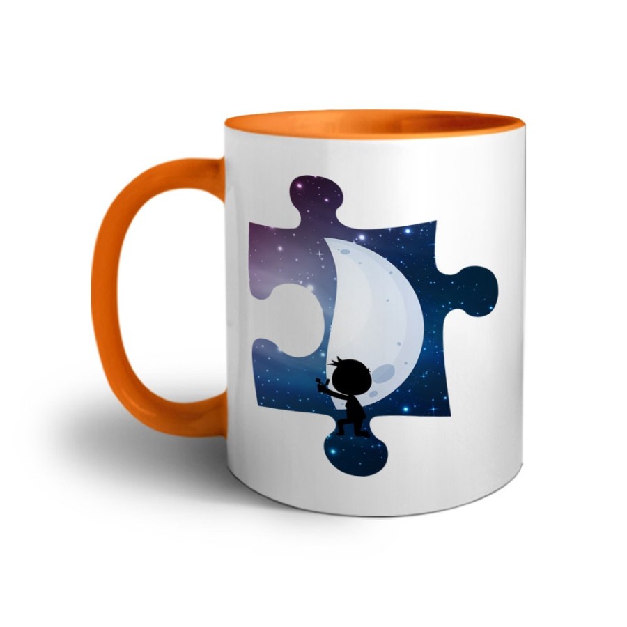 Tazza personalizzabile con nome puzzle uomo su mezza luna Love