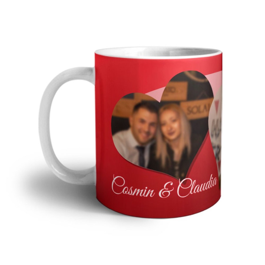 Tazza personalizzata con foto e nomi love hearts Love