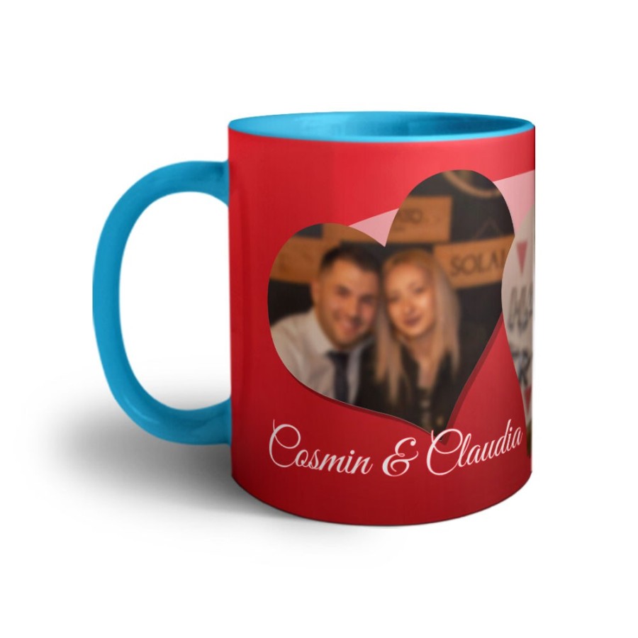 Tazza personalizzata con foto e nomi love hearts Love